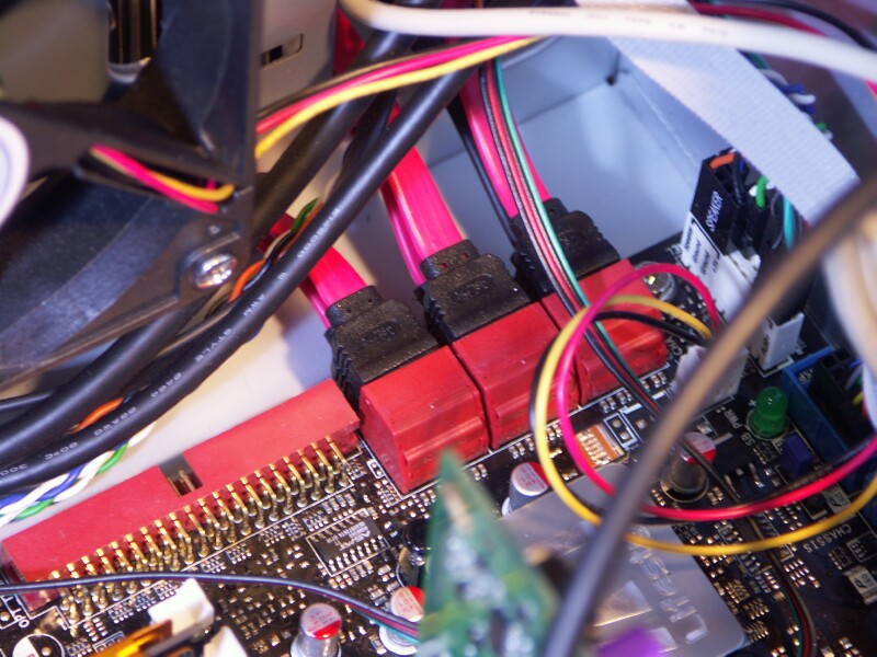 View of the SATA connectors